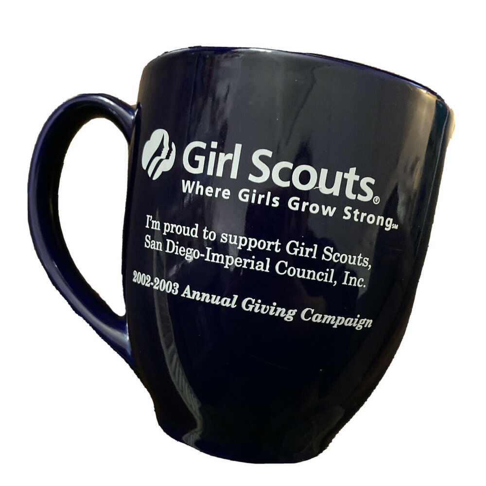Girl Scouts Coffee Mug All About Girls 2002-2003 Blue Ceramic San Diego Council